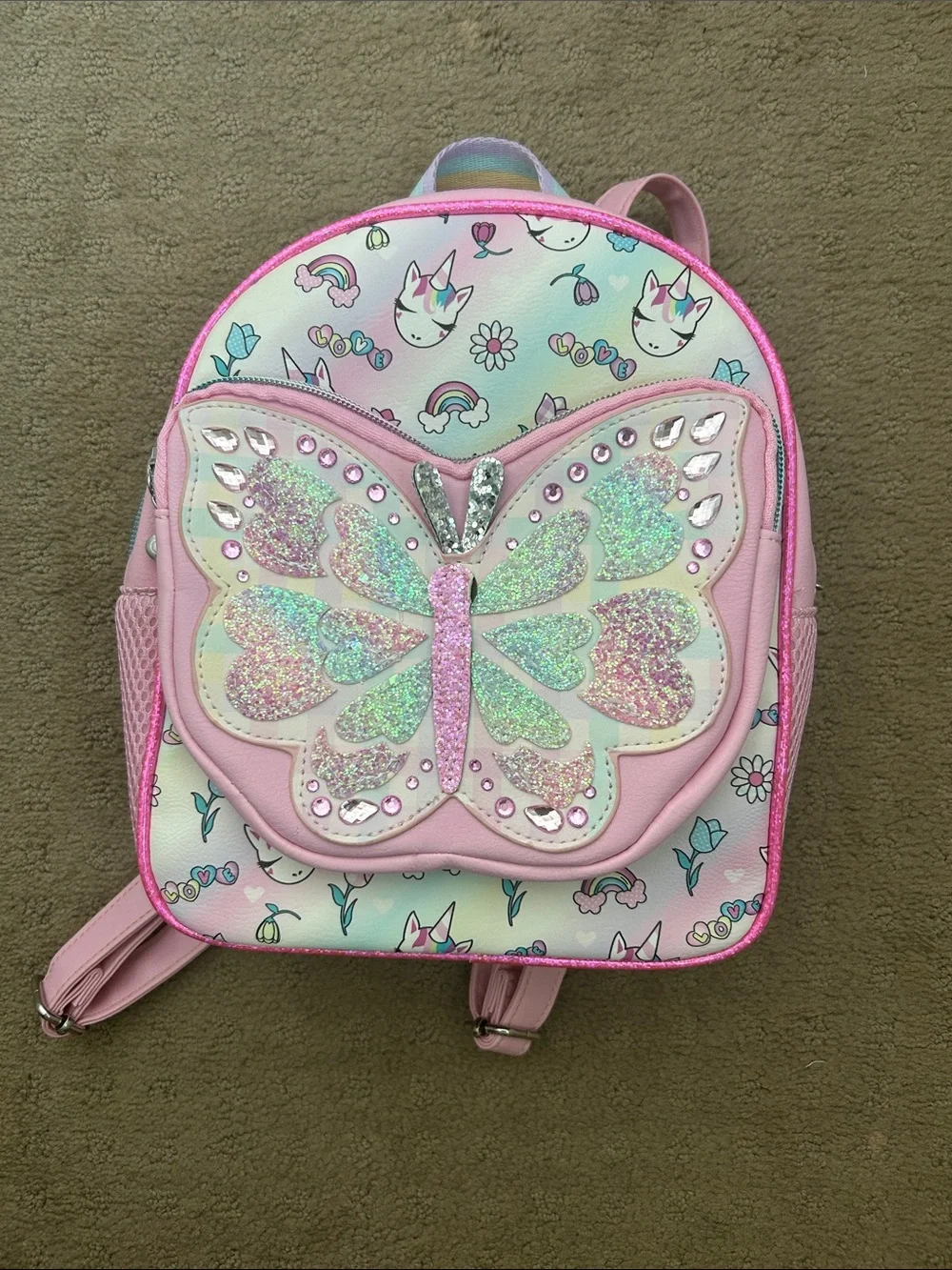 Pink Butterfly Kids Backpack - Sparkle Butterfly Design
